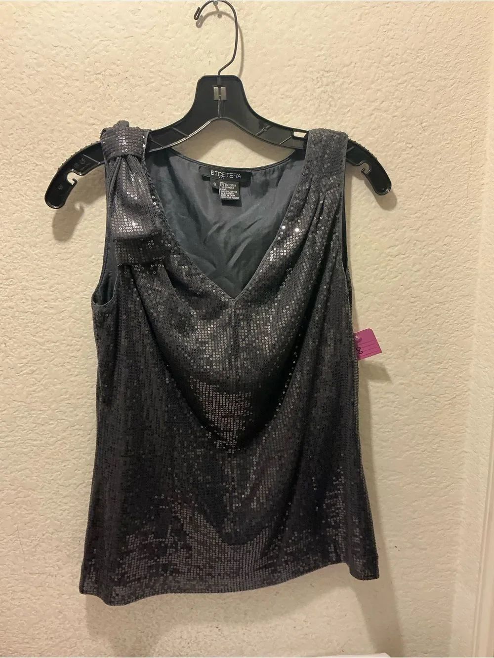 NWT Etcetera  Sequin Drape Neck Sleeveless Top size 8